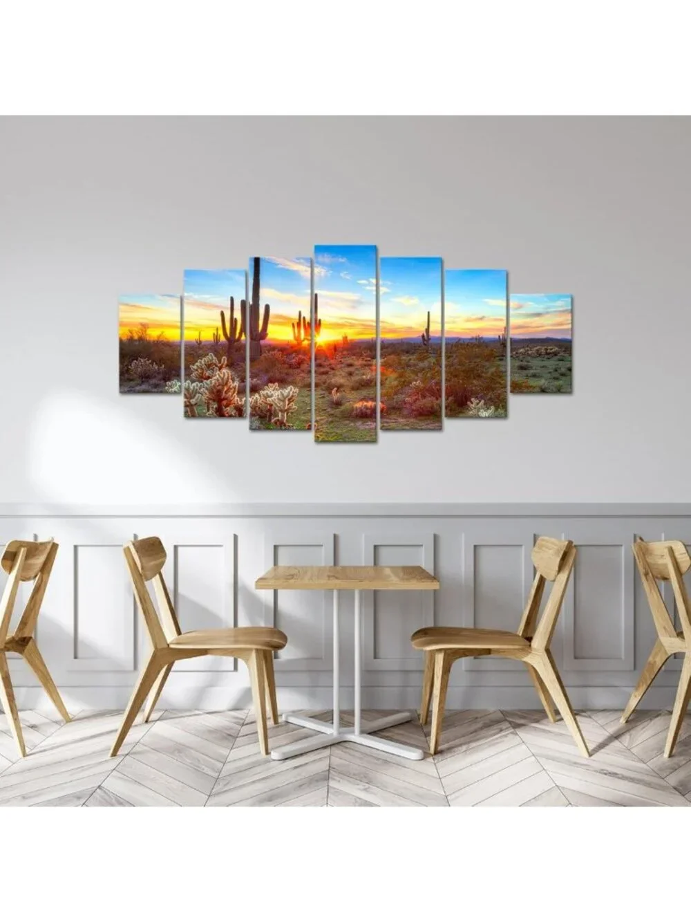 Extra Large Canvas Wall Art Set of 7 - Cactus Sunset Desert Landscape Decor 32
